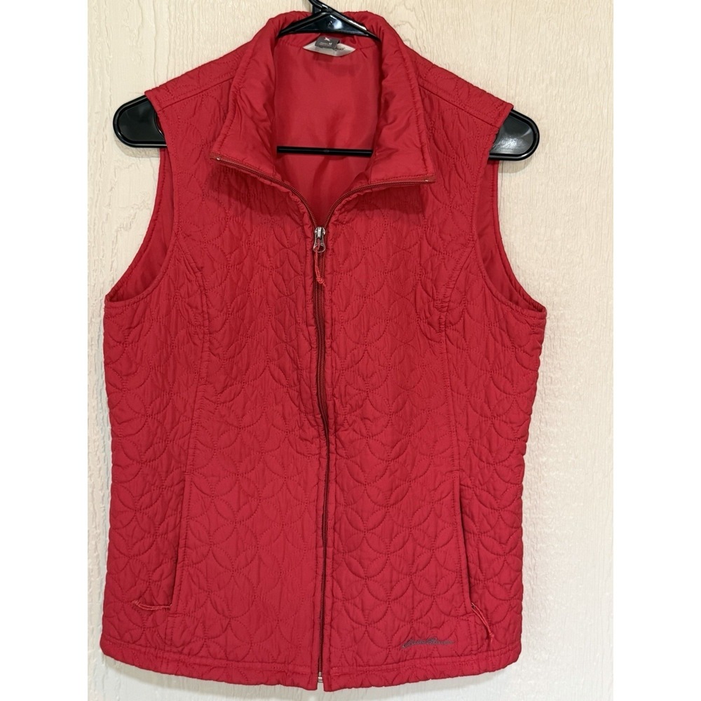 Eddie Bauer Women’s Quilted Premium Vest Jacket Deep Pink Size M Lightweight EUC